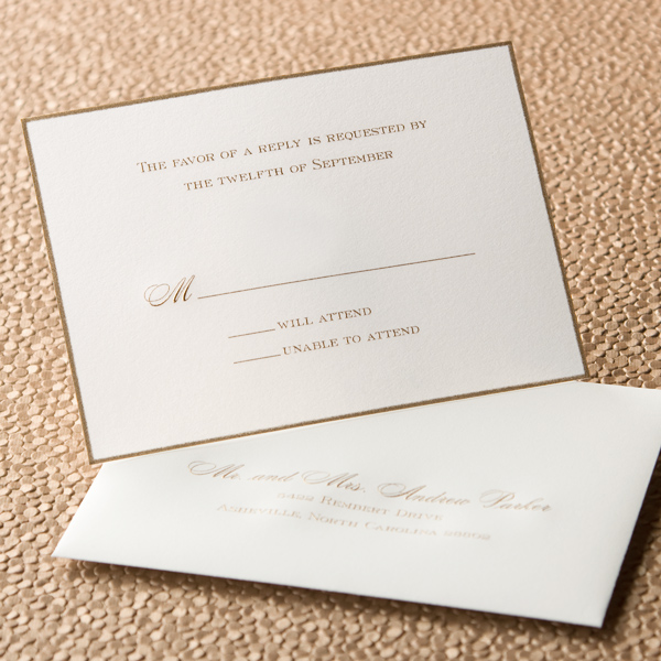 gold engraved wedding rsvp card The grande dame of printing processes is