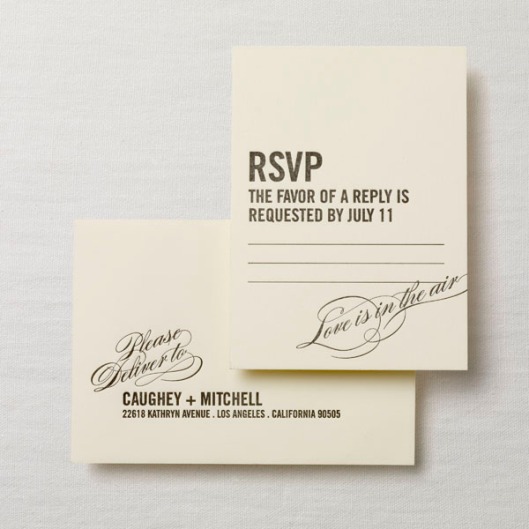 The reception card is placed on top of the invitation