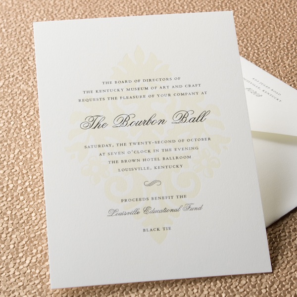 Formal dinner invitations are properly engraved on ecru or white 